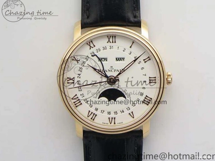 1228 Villeret 6654 RG Complicated Function OMF 1:1 Best Edition White Texture Dial On Leather Strap A Bright 8105